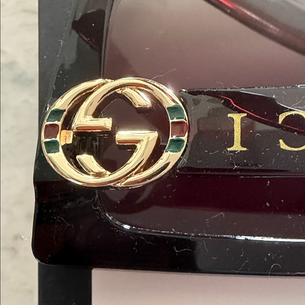 Gucci Women's Square Sunglasses - Dark Burgundy Frame with Gradient Brown Lenses - Picture 3 of 14